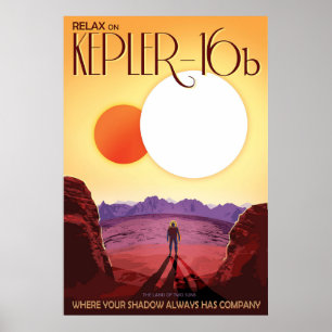Poster de viagens Kepler16b Vintage Space