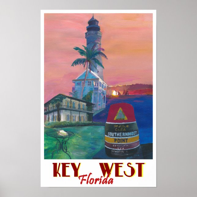 Poster de viagens Key West Florida Southernest Dre (Frente)