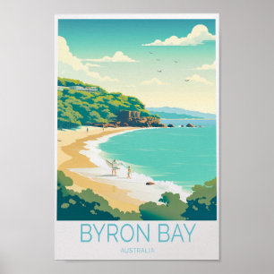 Poster de viagens litoral de Byron Bay