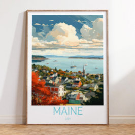Poster de viagens Maine USA, Augusta Maine State T