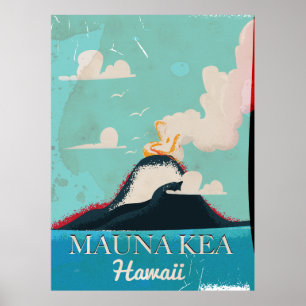 poster de viagens mauna kea vulcano vintage Hawaii
