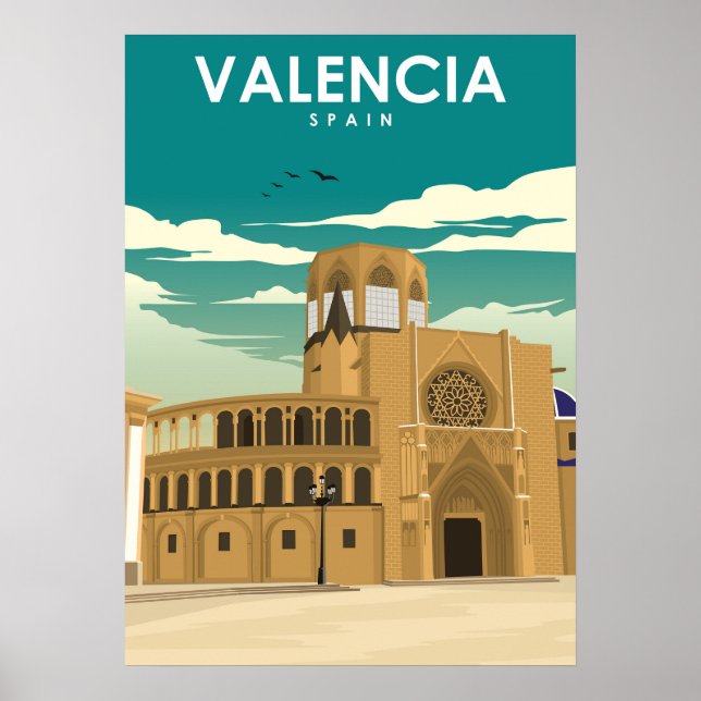 Poster de viagens Mínimo da Espanha Valencia Vinta (Frente)