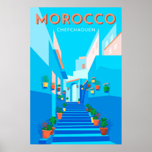 Poster de viagens Modern Chefchaouen Marrocos
