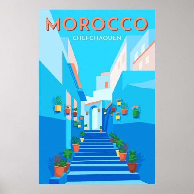 Poster de viagens Modern Chefchaouen Marrocos (Frente)