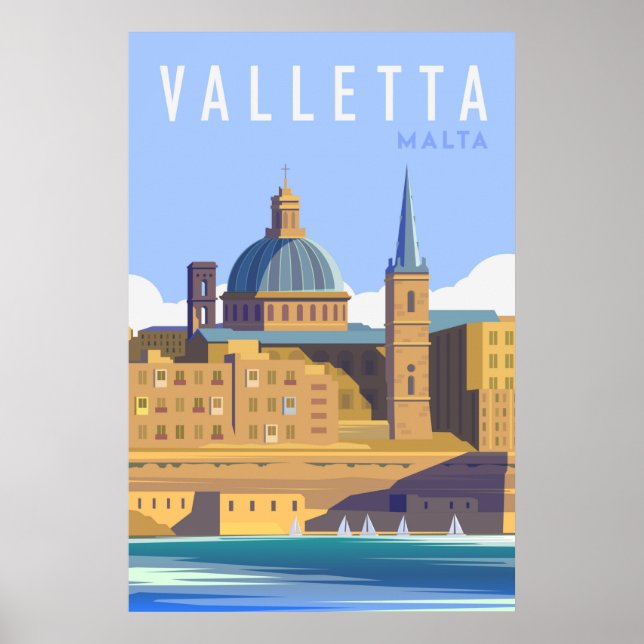 Poster de viagens Modern Valletta Malta (Frente)