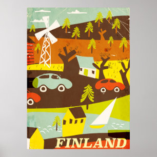 Poster de viagens moderno do meio século de