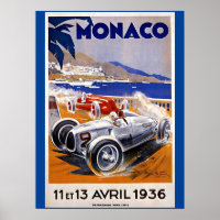 Poster de viagens Mônaco, corrida de carros de 193