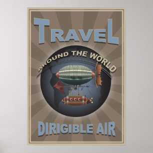 Poster de viagens Mundial de Vintagem do Ar Dirigí