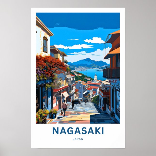 Poster de viagens Nagasaki Japão (Frente)