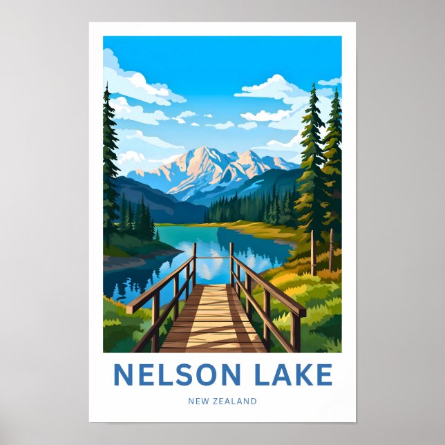 Poster de viagens Nelson Lake Nova Zelândia (Frente)