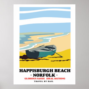 Poster de viagens Norfolk da Praia do Happisburgh