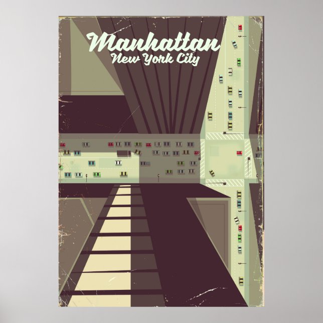 Poster de viagens Nova Iorque de Manhattan. (Frente)