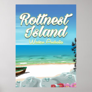 Poster de viagens oceânico da Austrália Rottnest