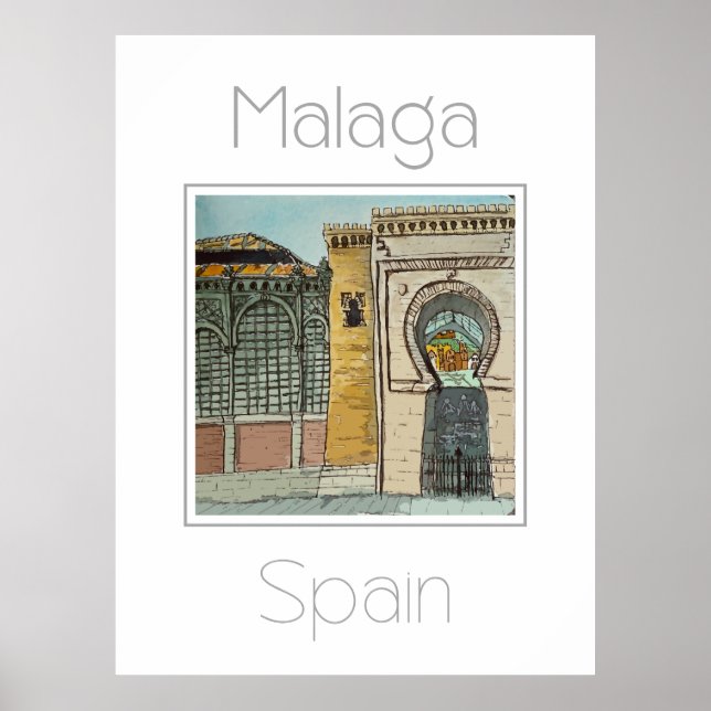 Poster de viagens para a Espanha de Málaga (Frente)