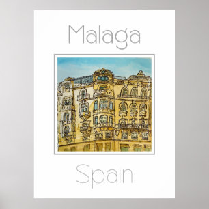Poster de viagens para a Espanha de Málaga