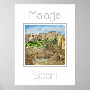Poster de viagens para a Espanha de Málaga
