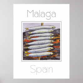 Poster de viagens para a Espanha de Málaga