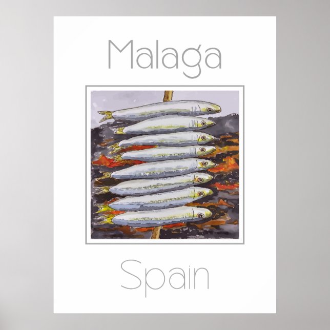 Poster de viagens para a Espanha de Málaga (Frente)