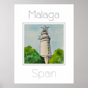 Poster de viagens para a Espanha de Málaga