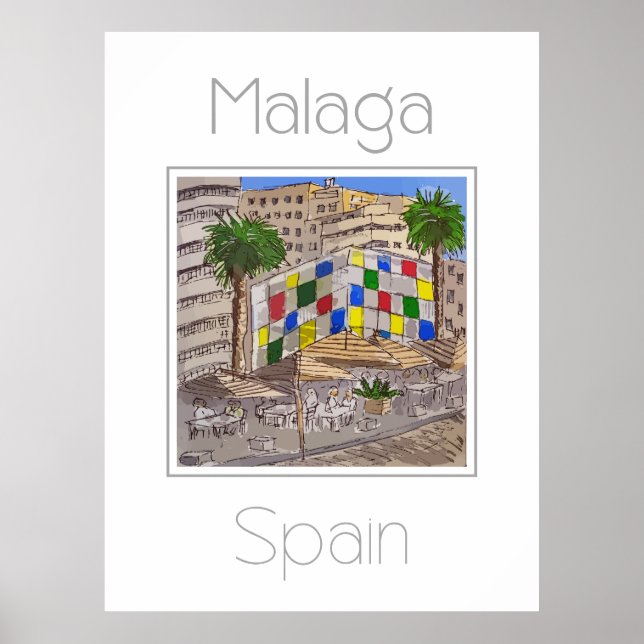 Poster de viagens para a Espanha de Málaga (Frente)