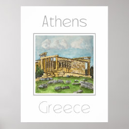 Poster de viagens para a Grécia de Atenas