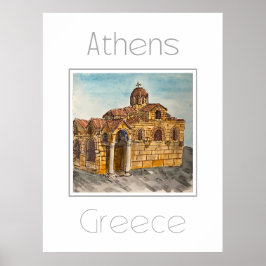 Poster de viagens para a Grécia de Atenas