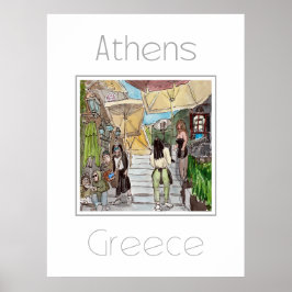 Poster de viagens para a Grécia de Atenas