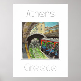 Poster de viagens para a Grécia de Atenas