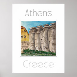 Poster de viagens para a Grécia de Atenas