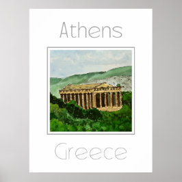 Poster de viagens para a Grécia de Atenas