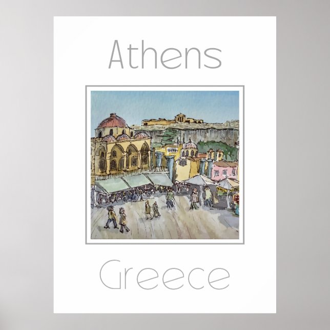 Poster de viagens para a Grécia de Atenas (Frente)