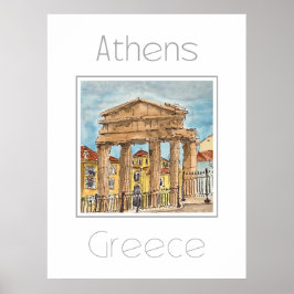 Poster de viagens para a Grécia de Atenas