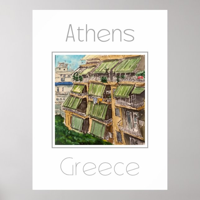 Poster de viagens para a Grécia de Atenas (Frente)