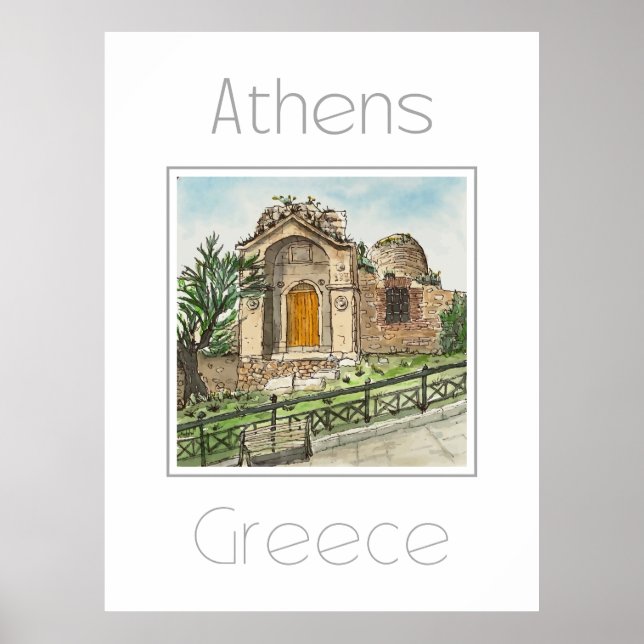 Poster de viagens para a Grécia de Atenas (Frente)