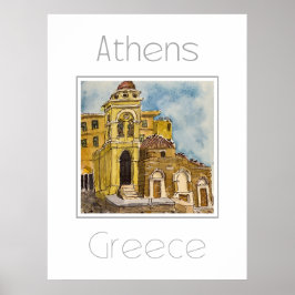Poster de viagens para a Grécia de Atenas