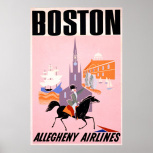 Poster de viagens Para Alegy Airlines Para Boston