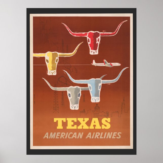 Poster de viagens Para American Airlines No Texas (Frente)