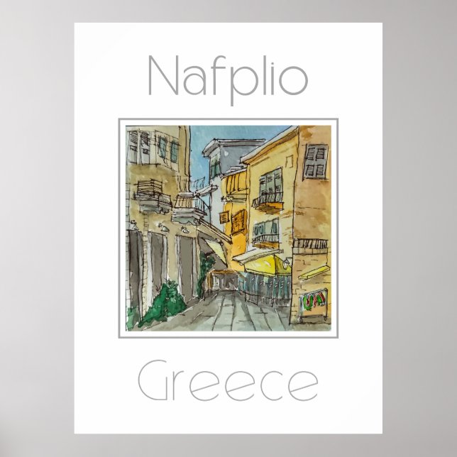 Poster de viagens para Grécia Nafplio (Frente)