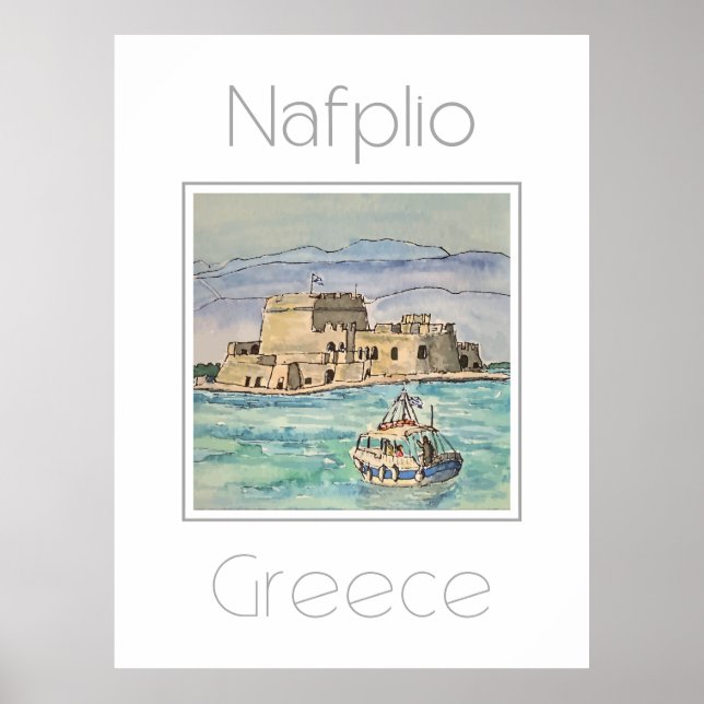 Poster de viagens para Grécia Nafplio (Frente)