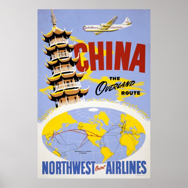 Poster de viagens Para Northwest Orient Airlines (Frente)