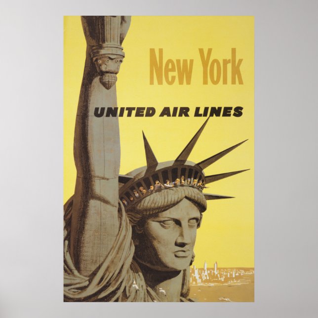 Poster de viagens Para Nova Iorque, United Air Lin (Frente)