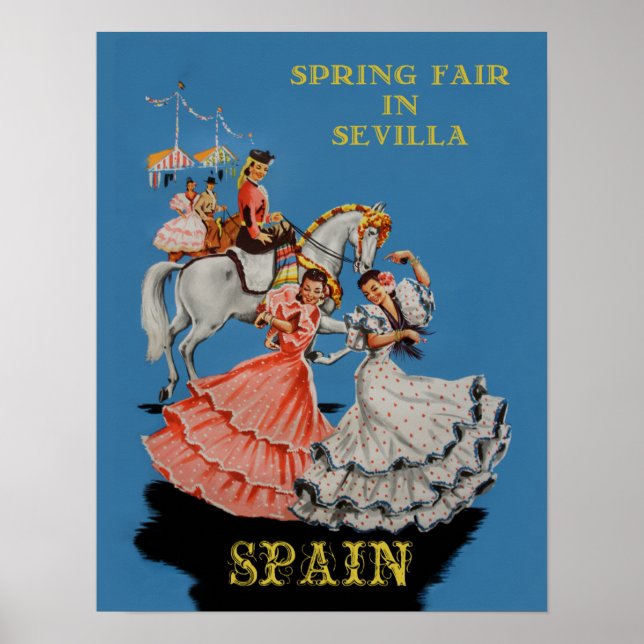 Poster de viagens para Sevilha, Espanha (Frente)