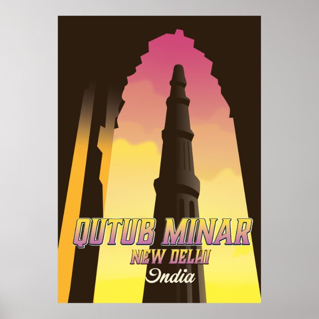 Poster de viagens Qutub Minar Nova Deli Índia (Frente)