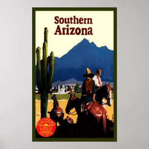 Poster de viagens retro da arizona do sul