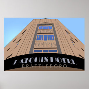 Poster de viagens retro do hotel de Latchis