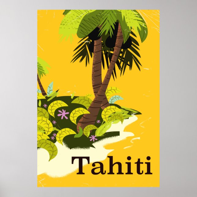 Poster de viagens Retro Tahiti (Frente)