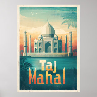 Poster de viagens Retro Taj Mahal India