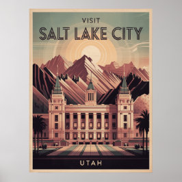 Poster de viagens Retroativo de Salt Lake City Uta