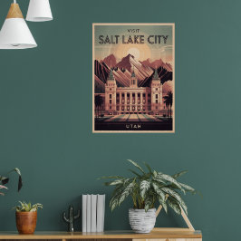 Poster de viagens Retroativo de Salt Lake City Uta