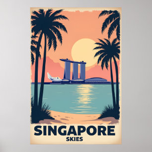 Poster de viagens Retroativo do Céu de Singapura